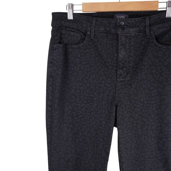 NYDJ Womens Marilyn Straight Leg Black Leopard Print Jeans Size 14 - Picture 5 of 13